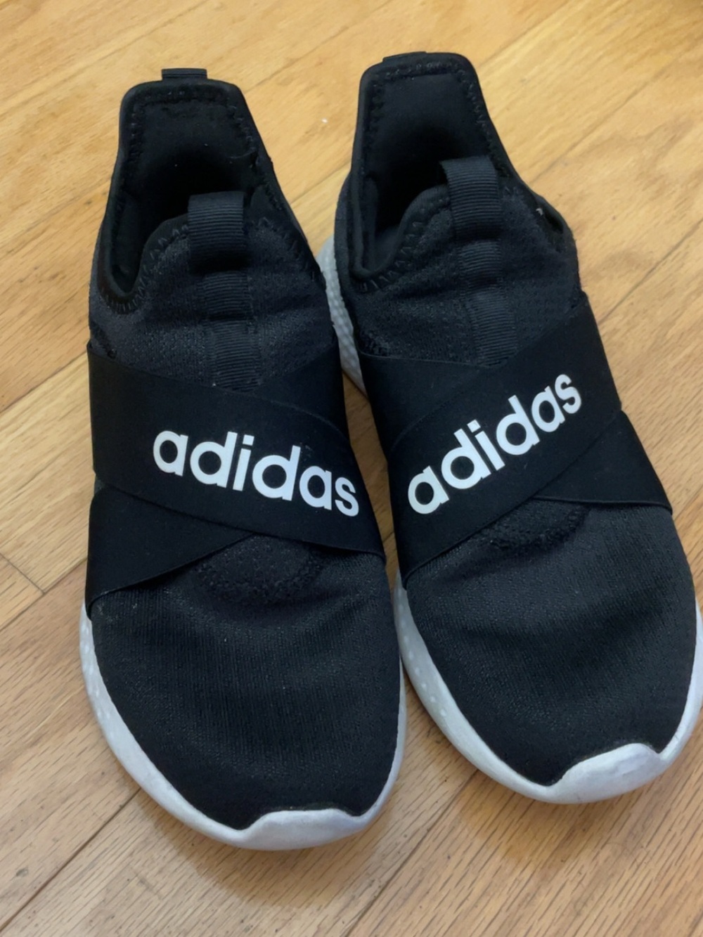 adidas Black Slip-On Sneakers with White Accents